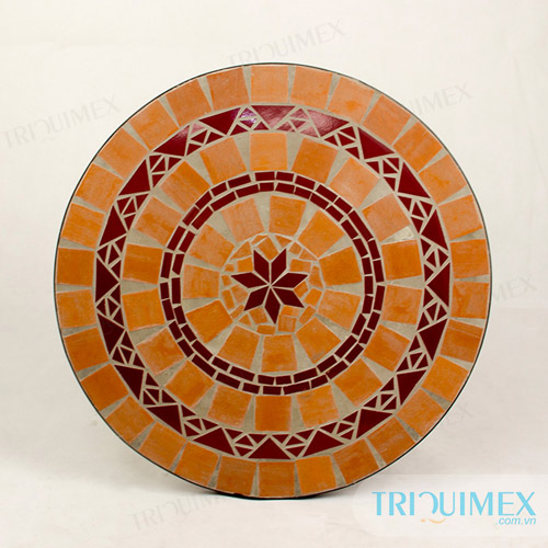Mẫu bàn mosaic tròn màu hồng phấn